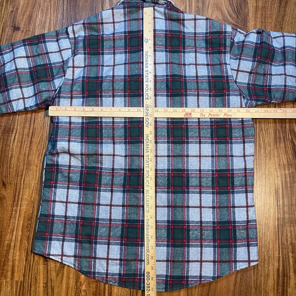Vintage Sears Perma-Prest Quilted‎ Lined Flannel Shirt Jacket Shacket Mens Large